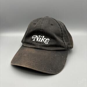 Nike Hat 1972 Washed Out Brown Cotton Spellout Logo Leather Strapback Golf